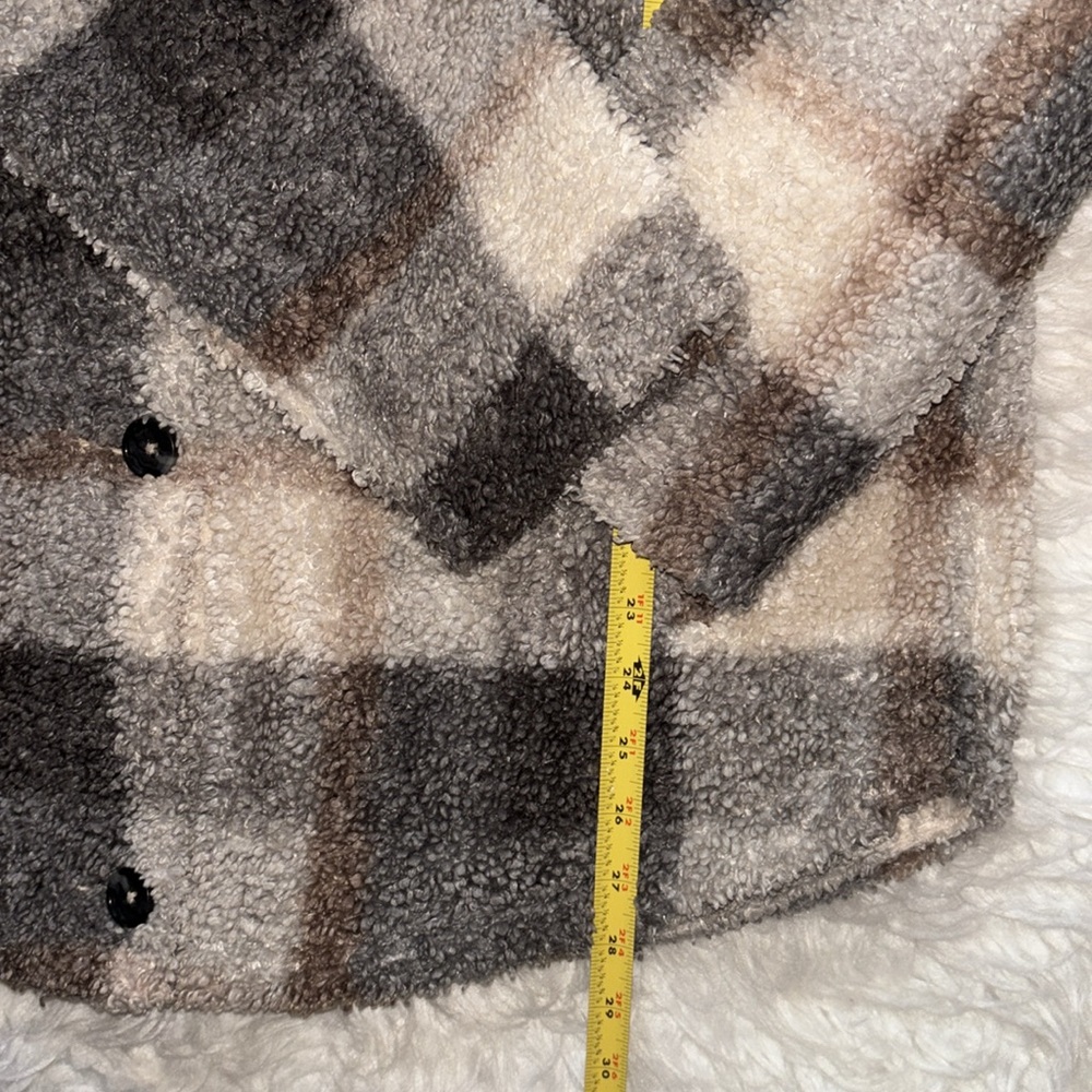 Hollister Teddy Plaid Faux Sherpa Lined Pea Coat, Size L - Picture 8 of 16